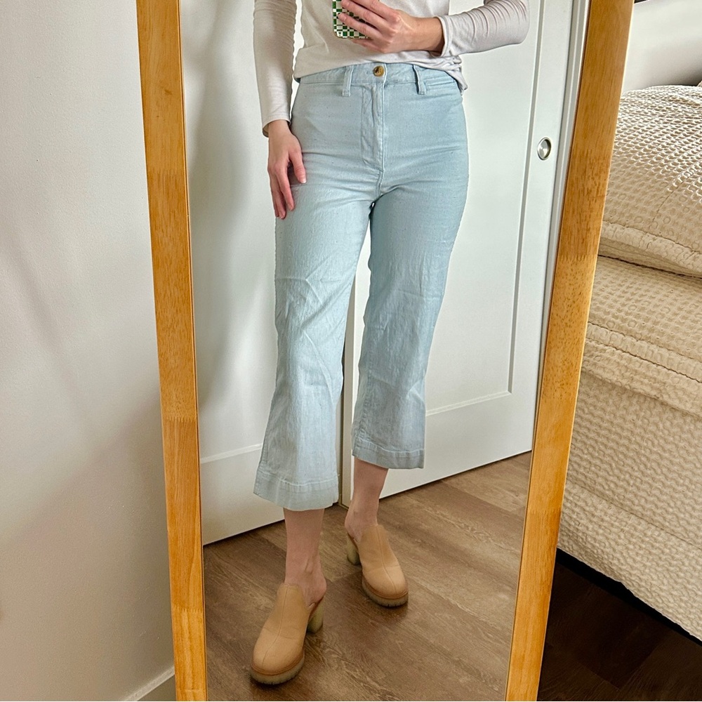 Madewell Light Blue Cropped Wide Leg Pants